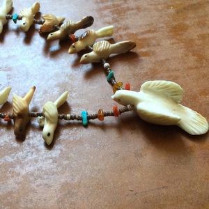 Quandelacy Native American Fossil Bird Fetish Necklace